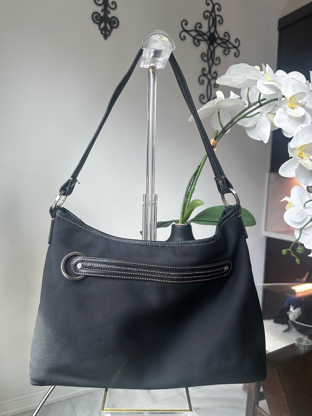 Cole Haan Black Shoulder Bag with Contrast Stitching